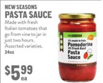 New Seasons Market New seasons pasta sauce offer