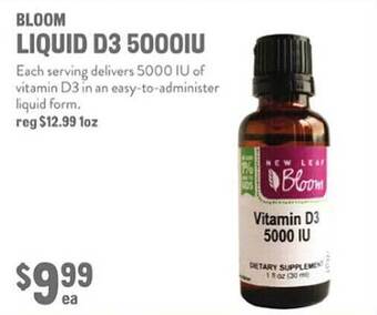 New Seasons Market Bloom liquid d3 5000iu offer