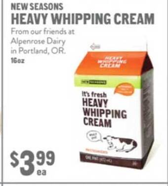 New Seasons Market New seasons heavy whipping cream offer
