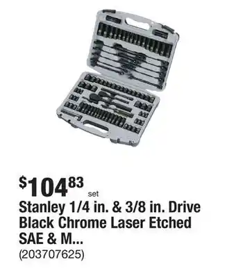 The Home Depot Stanley 1/4 in. & 3/8 in. drive black chrome laser etched sae & metric mechanics tool set (99-piece) offer