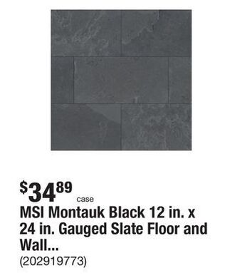 The Home Depot Msi montauk black 12 in. x 24 in. gauged slate floor and wall tile (10 sq. ft. / case) offer