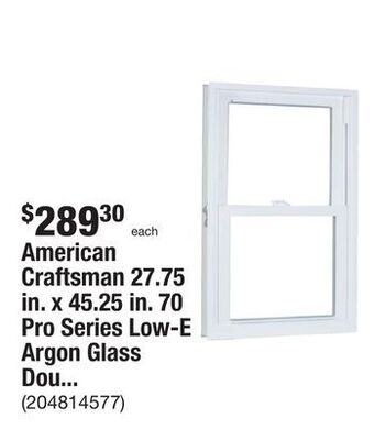 The Home Depot American craftsman 27.75 in. x 45.25 in. 70 pro series low-e argon glass double hung white vinyl replacement window, screen i offer