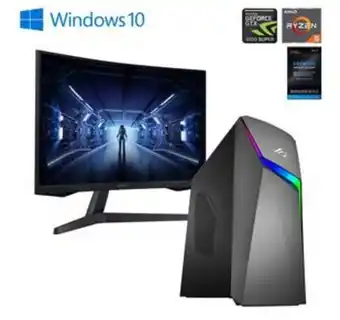 Aaron's Asus gaming desktop w/ amd ryzen™ 5 cpu, 27" curved gaming monitor & total defense internet security offer