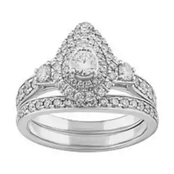 Kohl's Simply vera vera wang 14k white gold 1 carat t.w. diamond teardrop cluster engagement ring set offer
