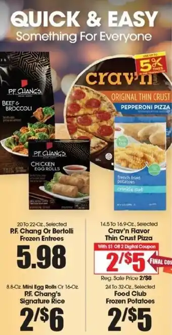 Food King P.F. Chang or Bertolli Frozen Entrees offer