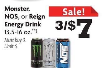 Family Dollar Monster, nos, or reign energy drink offer