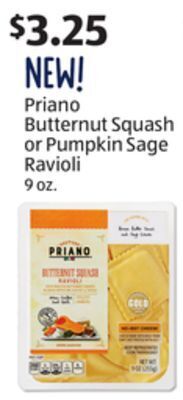 Aldi Priano butternut squash or pumpkin sage ravioli offer