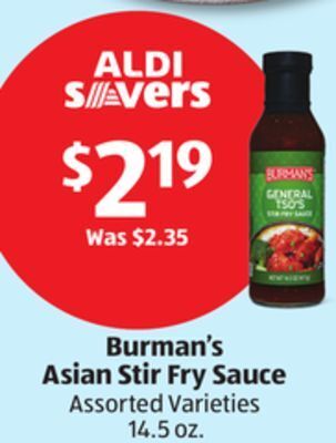 Aldi Burman's asian stir fry sauce offer