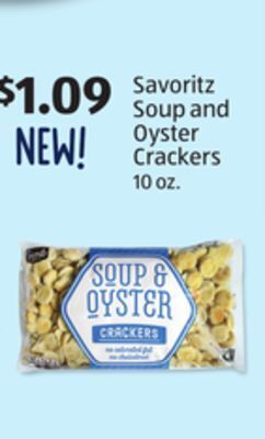 Aldi Savoritz soup and oyster crackers offer