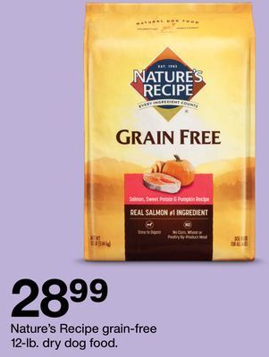Target Nature's recipe grain-free 12-lb. dry dog food offer