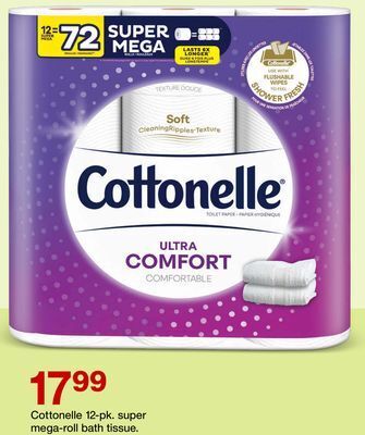 Target Cottonelle 12-pk. super mega-roll bath tissue offer