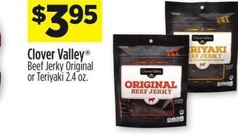 Dollar General Clover valley® beef jerky original or teriyaki offer