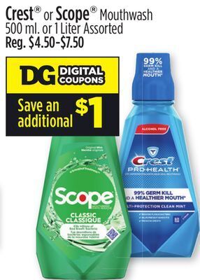 Dollar General Crest® or scope® mouthwash offer