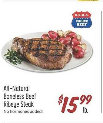 Sprouts Farmers Market All-natural boneless beef ribeye steak offer