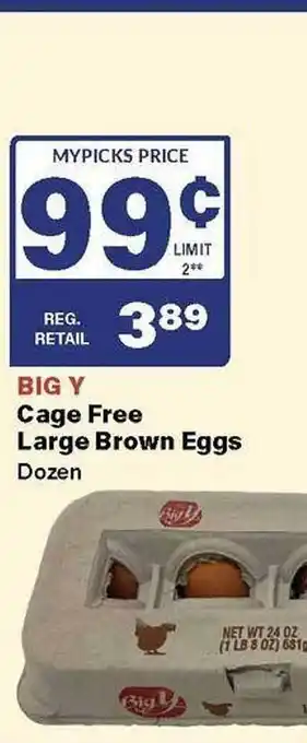Big Y Big y cage free large brown eggs offer