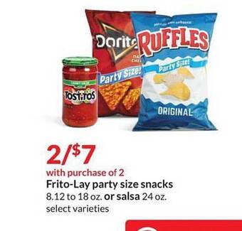 Hy-Vee Frito-lay party size snacks or salsa offer