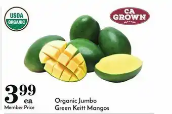 Pavilions Organic jumbo green keitt mangos offer