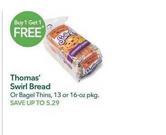 Publix Thomas' swirl bread or bagel thins offer