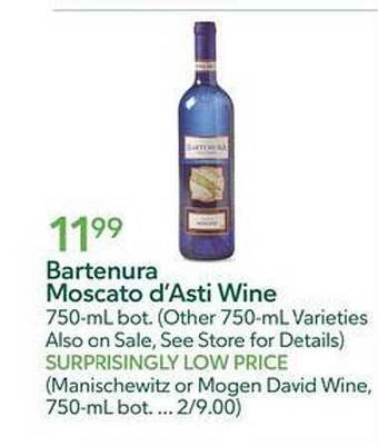 Publix Bartenura moscato d'asti wine offer