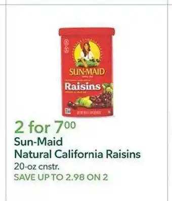 Publix Sun-maid natural colifornia raisins offer