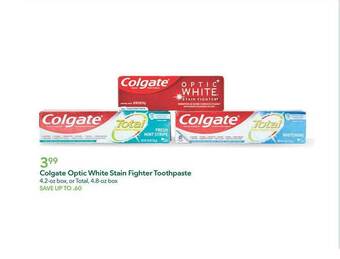 Publix Colgate optic white stain fighter toothpaste offer