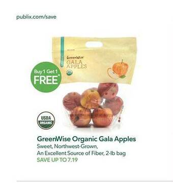 Publix Greenwise organic gala apples offer