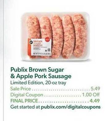 Publix Publix brown sugar & apple pork sausage offer