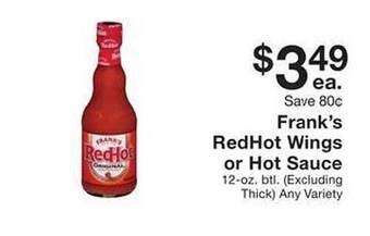 Fairway Store Market Frank's redhot wings or hot sauce offer