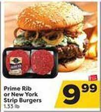Weis Markets Prime rib or new york strip burgers offer