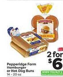 Weis Markets Pepperidge farm hamburger or hot dog buns offer
