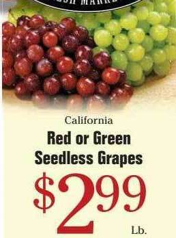Morton Williams Red or green seedless grapes offer