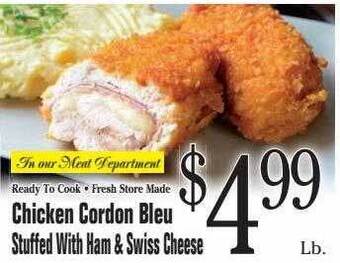 Morton Williams Chicken cordon bleu stuffed with ham & swiss cheese offer