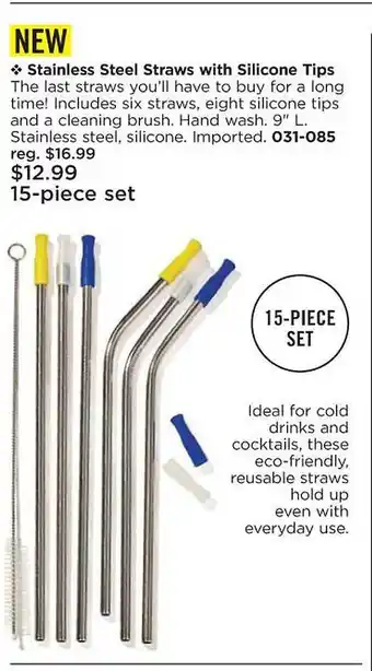 Avon Stainless steel straws with silicone tips offer