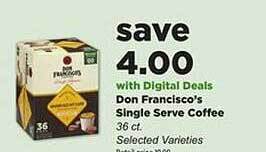 Stater Bros Don francisco's single serve coffee offer