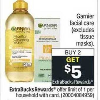 CVS Garnier facial care offer