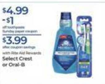 Rite Aid Crest or oral-b offer