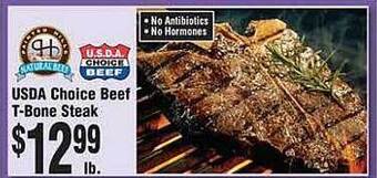 Rosauers Usda choice beef t-bone steak offer