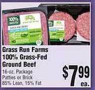 Rosauers Grass run farms 100% grass-fed ground beef offer