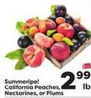 Weis Markets Summeripe! california peaches, nectarines, or plums offer