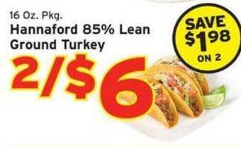 Hannaford Hannaford 85% lean ground turkey offer