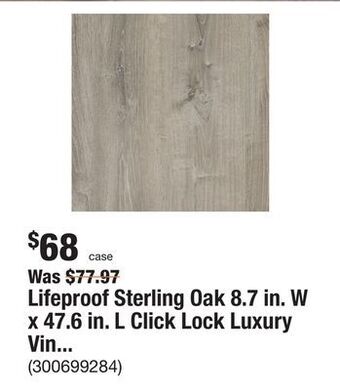 The Home Depot Lifeproof sterling oak 8.7 in. w x 47.6 in. l click lock luxury vinyl plank flooring (20.06 sq. ft. / case) offer