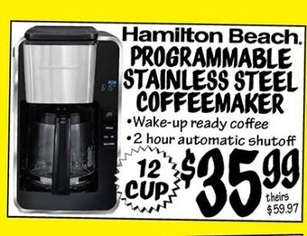 Ollie's Hamilton beach® programmable stainless steel coffeemaker offer