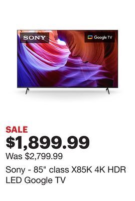 Best Buy Sony - 85" class x85k 4k hdr led google tv offer