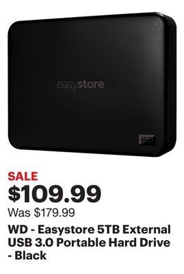 Best Buy Wd - easystore 5tb external usb 3.0 portable hard drive - black offer