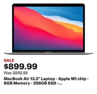 Best Buy Macbook air 13.3" laptop - apple m1 chip - 8gb memory - 256gb ssd - space gray offer
