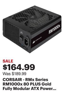 Best Buy Corsair - rmx series rm1000x 80 plus gold fully modular atx power supply - black offer