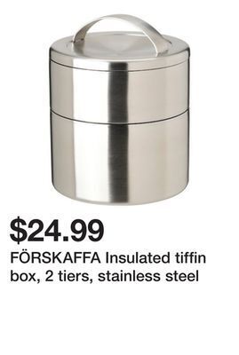 Ikea Förskaffa insulated tiffin box, 2 tiers, stainless steel offer