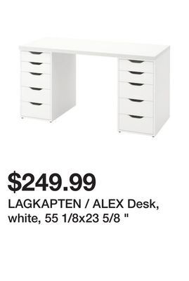 Ikea Lagkapten / alex desk, white, 55 1/8x23 5/8 " offer