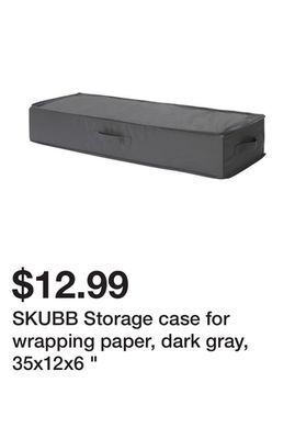Ikea Skubb storage case for wrapping paper, dark gray, 35x12x6 " offer