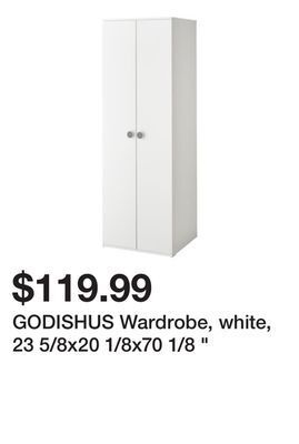 Ikea Godishus wardrobe, white, 23 5/8x20 1/8x70 1/8 " offer
